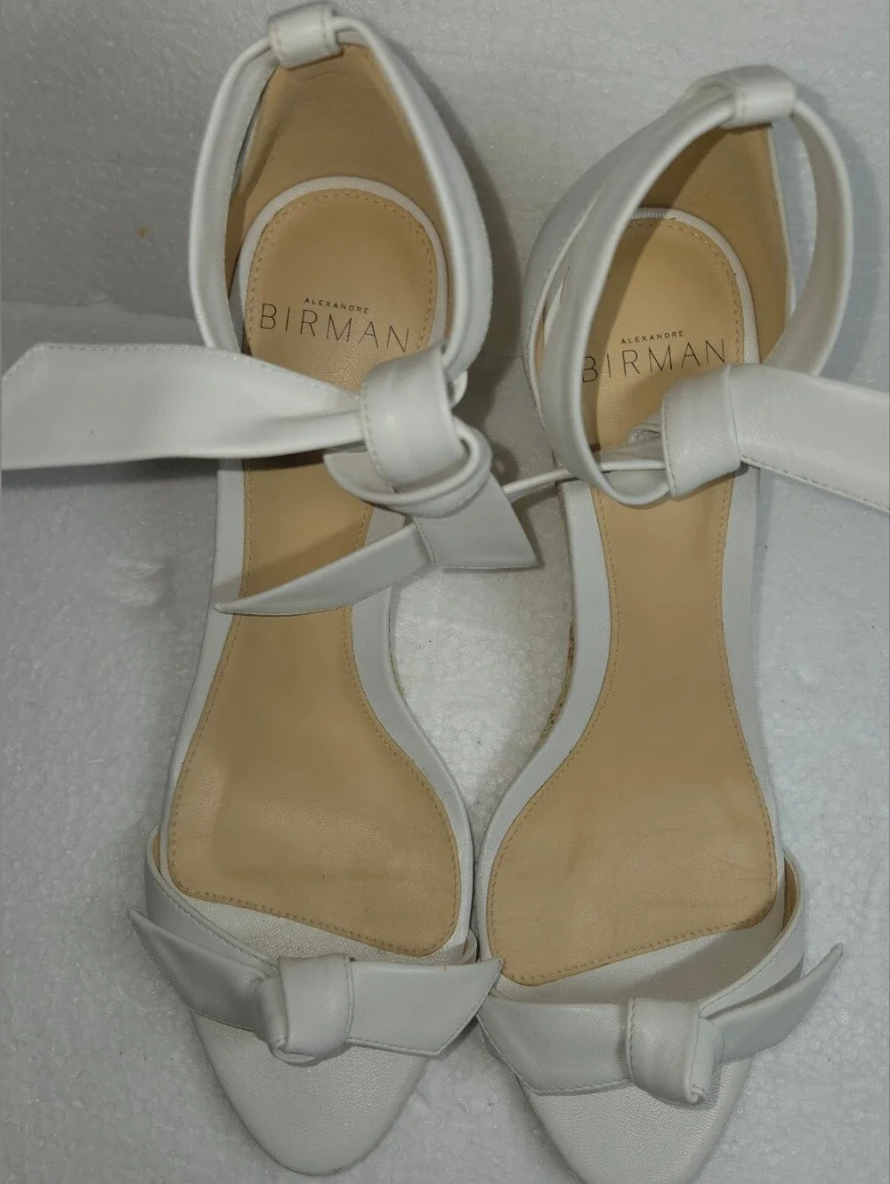 Alexandre Birman Clarita White Leather Espadrille Wedge Sandals EU 36
